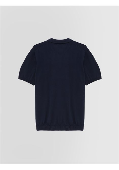 Alpha Studio polo in crepe di cotone blu con tre bottoni ALPHA STUDIO | Polo | AU-5043B1001